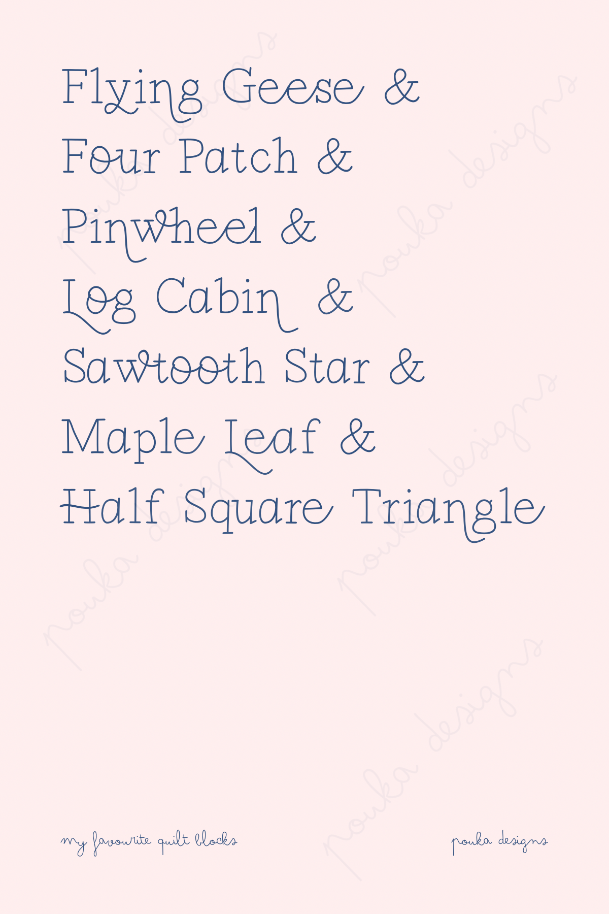My Favourite Quilt Blocks art print 4x6