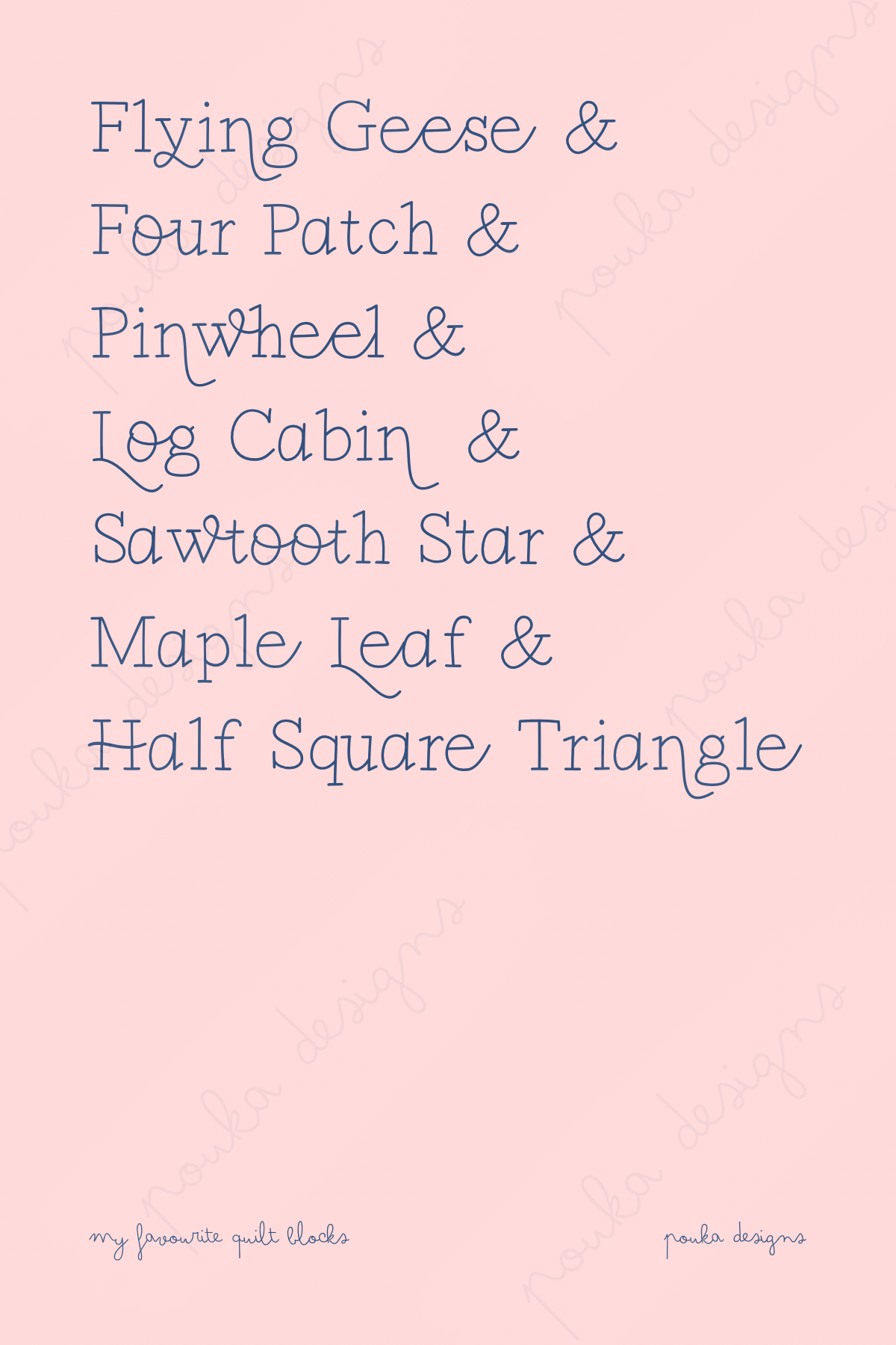 My Favourite Quilt Blocks art print 4x6