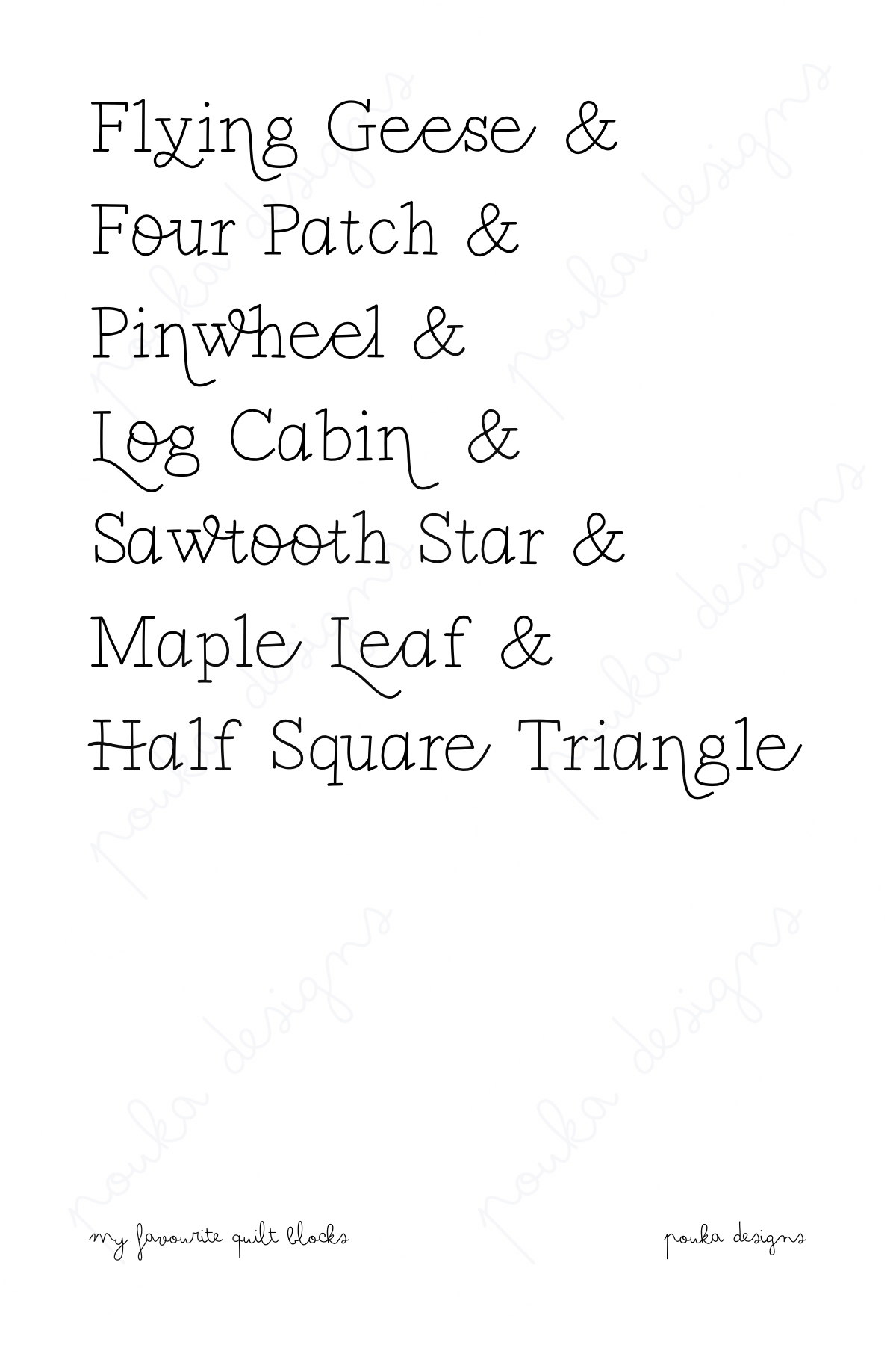 My Favourite Quilt Blocks art print A4