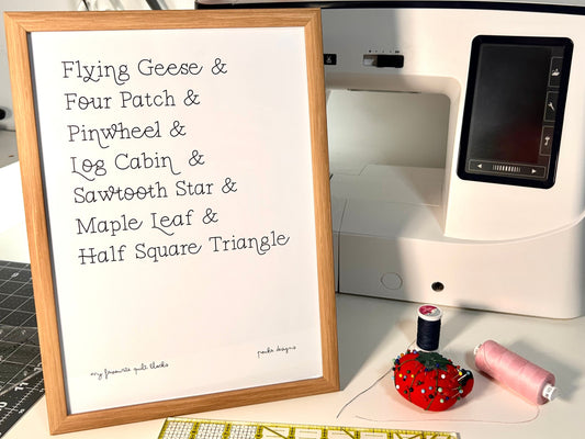 My Favourite Quilt Blocks art print A4